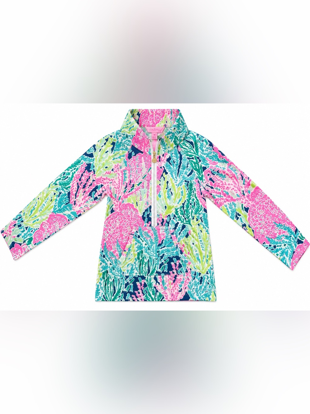 Lilly Pulitzer Women’s Medium Coral Print Quarter Zip Pullover Sweatshirt